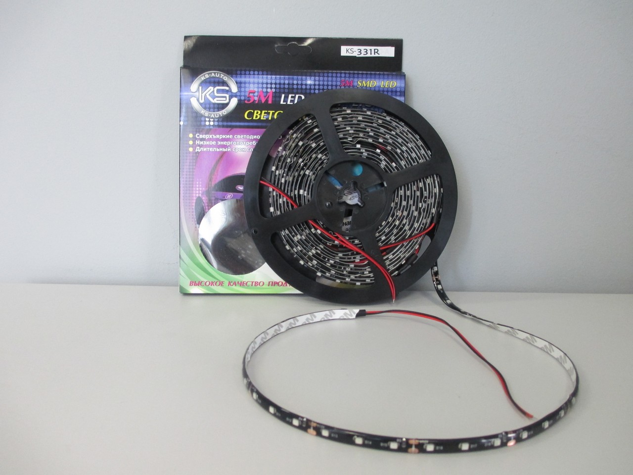 Лента светодиодная SMD3528, IP65, 60LED, синий, 4,8W/метр, 12V, черн основа, 10см